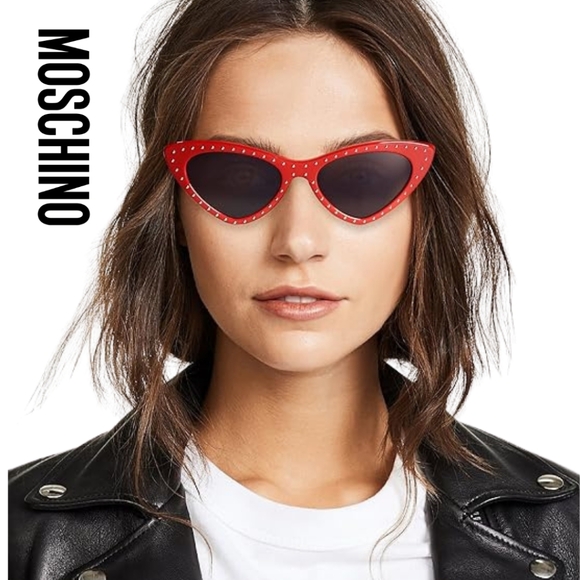 Moschino Accessories - MOSCHINO- 52MM Studded Cat Eye Sunglasses- Red